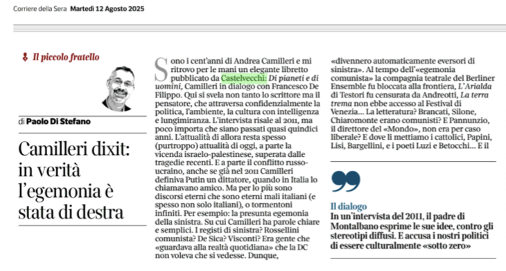 Dal Corriere della Sera: “Camilleri dixit”