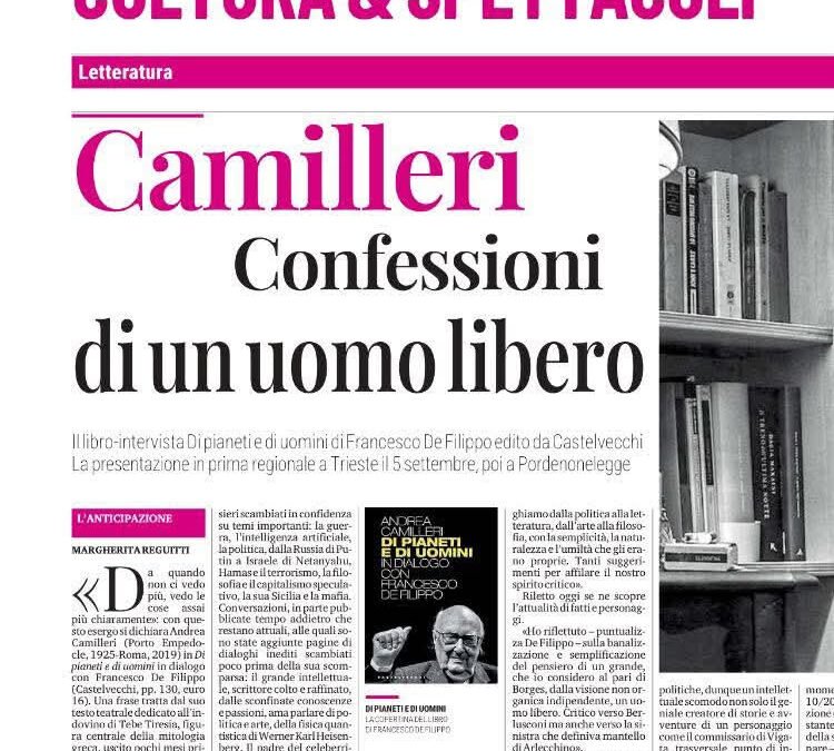 La recensione sulle testate del gruppo NEM: “Camilleri, confessioni di un uomo libero”